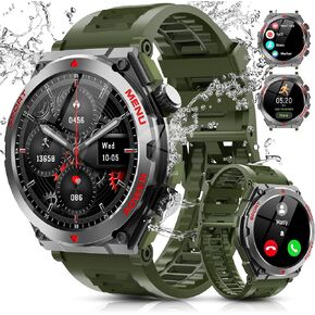 Smart Watch for Men, IP68 Waterproof Tactical Rugged Smartwatch, Fitness Tracker with Heart Rate,SpO2 Monitor,Sleep Monitor, 120+ Sport Modes, 1.52"HD DIY Screen Outdoor Smart Watch(Black)…