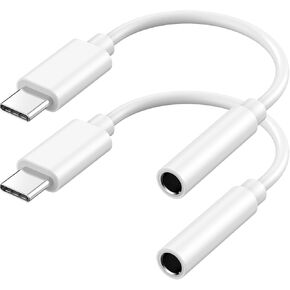 محول مقبس سماعة رأس أنثى USB C إلى 3.5 ملم لهاتف iPhone 15، 2 حزمة من النوع C إلى 3.5 ملم محول كابل صوت Aux لـ iPhone 15/15 Plus/15 Pro/15 Pro Max، Galaxy S24/S23/S22 Ultra، iPad Pro/ الهواء/ميني