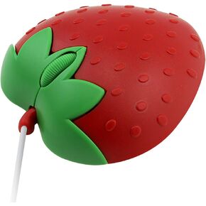 YOCUNKER Wired Mouse Strawberry Shape Corded Mouse 3-Button 1200DPI Optical USB Computer Mouse with 4.4FT Cord for Laptop, Chromebook, PC, Desktop, Mac, Notebook-Red