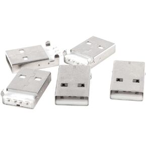 uxcell 5 Pcs PCB Board USB A Male 180 Degree 4-Pin Surface Mounted Devices SMT Jack Solder Connector