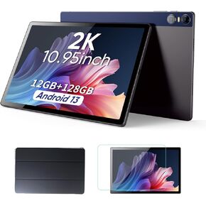 weelikeit 10.95 inch Tablet 2K Android 13 Tablets with Case, 6GB+128GB+6GB Expand, MTK8183 Octa-Core 2000 * 1200 IPS Display, 5MP+13MP Camera, 7000mAh Battery,Quad Speakers,5G WiFi,BT5.0, GPS