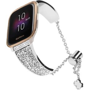 Compatible for Garmin Venu Sq 2 Band,Women Bling Bracelet Adjustable Replacement Strap Wristband for Garmin Venu/Venu Sq/Venu Sq music/Venu Sq 2/Venu 2 Plus,Garmin Move Trend/Sport