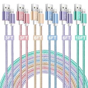 iPhone Charger Cable,Apple MFi Certified 6Pack iPhone Lightning Cable Nylon Braided Compatible with iPhone14 Pro/14/13Pro/13/12/11 Pro Max/Mini/XR/XS/X/8/7/6