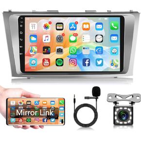 Android Car Stereo for Toyota Camry 2006 2007 2008 2009 2010 2011 with Mirror Link,Car Radio 9'' Touch Screen Head Unit with GPS Navgation WiFi Bluetooth FM SWC USB Backup Camera Mic