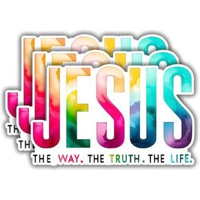 (3pcs) Jesus The Way The Truth The Life Sticker Christian Inspirational Quotes Bible Verse Vinyl Decal Stickers for Water Bottle Laptops Phone Case Car Kindles Hard Hat - 3x2"