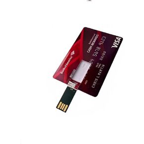 محرك أقراص فلاش USB 2.0 عالي السرعة بسعة 128 جيجابايت، تصميم بطاقة الائتمان، شريحة ذاكرة على شكل إبهام (بنك أوف أمريكا أحمر)