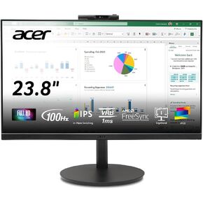 Acer Vero CB242Y D3bmiprcx 23.8 بوصة FHD 1920x1080 Zero Frame IPS شاشة كمبيوتر مكتبية منزلية | 100 هرتز | 99% sRGB | كاميرا ويب FHD | حامل ارتفاع قابل للتعديل - دوار وإمالة ومحور | منفذ عرض، HDMI وVGA in Saudi Arabia
