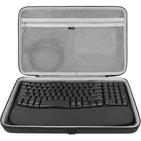Geekria Keyboard Carrying Case, Hard Shell Travel Carrying Keyboard Case, Compatible with Logitech Wave Keys MK670 Combo/Wave Keys Wireless Ergonomic Keyboard (Dark Grey)