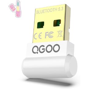 USB Bluetooth Adapter for PC - QGOO Bluetooth Dongle 5.3 EDR, Wireless Bluetooth Receiver for Desktop Computer Laptop Bluetooth Windows 8.1/10/11（white-193）