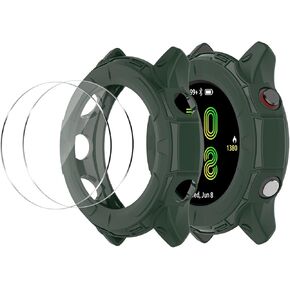 (2+1 Pack) NTidea Compatible for Garmin Forerunner 955 Watch Screen Protector with Case, Soft Color TPU Shockproof Cover Slim Guard Bumper Shell with Tempered Glass Film for Garmin 955 Solar, Black