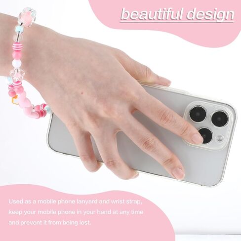 2 Packs Pink Phone Strap Phone Charm Strap Phone Wrist Strap Cute Phone Beads Charm Pink Love Bow Phone Charm Lanyard for Women Phone Decoration in Saudi Arabia
