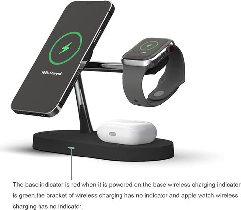 5 in 1 Magnetic Wireless Charging Stand, 15W Fast Mag-Safe Charging Station ，Design for iPhone 15/14/13/12 Series, iWatch 7/SE/6/5/4/3/2, Airpods 3/2/Pro in Saudi Arabia