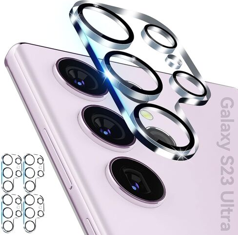 CloudValley [4 عبوات من واقي عدسة الكاميرا لهاتف Samsung Galaxy S23 Ultra 6.8in 5G، غطاء زجاجي مقوى رفيع للغاية 9H مضاد للخدش وصديق للحافظة [لا يؤثر على الفلاش واللقطات الليلية]، دائرة ليلية in Kuwait