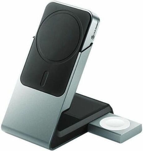 قاعدة شحن مغناطيسية عالمية 3 في 1 من ALOGIC Matrix مع شاحن ساعة ابل لهواتف iPhone 15 Pro Max و15 Pro و15 Plus و15 و14,13 و12 وApple Watch وAirpods Pro لأجهزة Apple - أسود in Kuwait