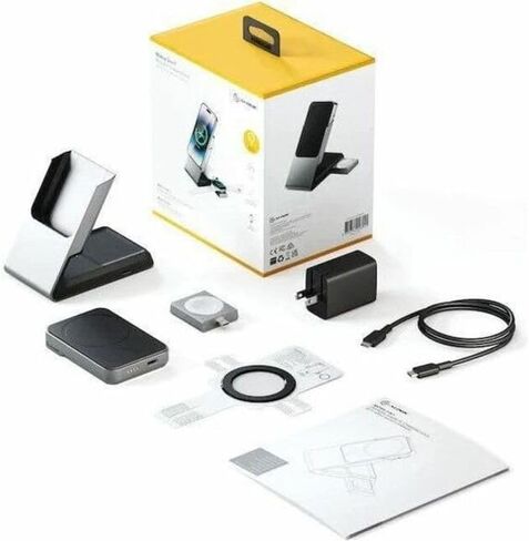 قاعدة شحن مغناطيسية عالمية 3 في 1 من ALOGIC Matrix مع شاحن ساعة ابل لهواتف iPhone 15 Pro Max و15 Pro و15 Plus و15 و14,13 و12 وApple Watch وAirpods Pro لأجهزة Apple - أسود in Kuwait