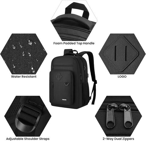 Backpack for Men and Women, Casual School Backpack Teen Boys and Girls Lightweight 15.6 Inch Laptop Bookbag with USB Charger for College Work Travel (Black) in Saudi Arabia