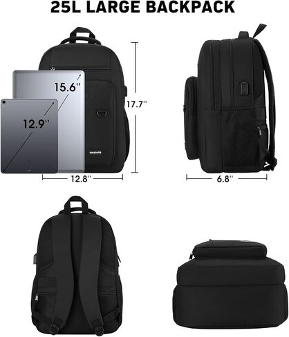Backpack for Men and Women, Casual School Backpack Teen Boys and Girls Lightweight 15.6 Inch Laptop Bookbag with USB Charger for College Work Travel (Black) in Saudi Arabia