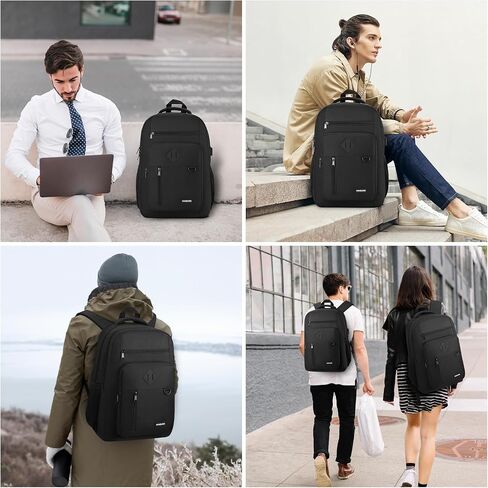 Backpack for Men and Women, Casual School Backpack Teen Boys and Girls Lightweight 15.6 Inch Laptop Bookbag with USB Charger for College Work Travel (Black) in Saudi Arabia