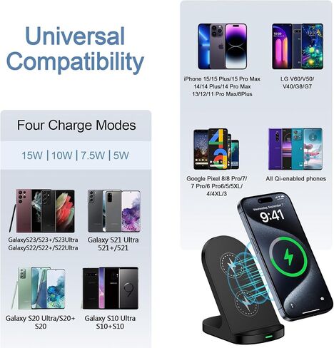 شاحن Samsung Galaxy S24 Ultra اللاسلكي، قاعدة شحن سريعة لشاحن لاسلكي بقدرة 15 وات لهاتف Samsung Galaxy S23 Ultra/S22/S21/S20/S10/Z Fold 5، حامل شحن هاتف Android لـ Google Pixel 8a/8 Pro/7a/7/6 in Saudi Arabia