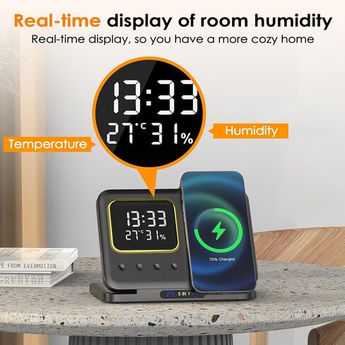 محطة شحن لاسلكية MOSHOU لأجهزة Apple، قاعدة شحن 5 في 1 لسلسلة iPhone 15/14/13/12، محطة شحن مغناطيسية لـ iWatch Ultra/9/8/7/6/5، AirPods 3/2/Pro in Kuwait