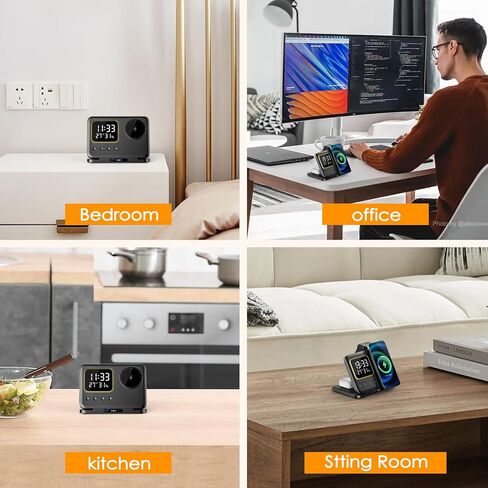 محطة شحن لاسلكية MOSHOU لأجهزة Apple، قاعدة شحن 5 في 1 لسلسلة iPhone 15/14/13/12، محطة شحن مغناطيسية لـ iWatch Ultra/9/8/7/6/5، AirPods 3/2/Pro in Kuwait