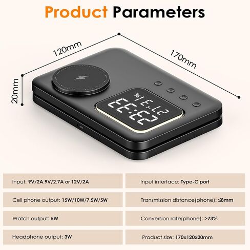 محطة شحن لاسلكية MOSHOU لأجهزة Apple، قاعدة شحن 5 في 1 لسلسلة iPhone 15/14/13/12، محطة شحن مغناطيسية لـ iWatch Ultra/9/8/7/6/5، AirPods 3/2/Pro in Kuwait