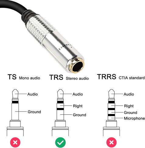 XMSJSIY 6.35mm 1/4" TRS to Dual RCA Audio Cable, 6.35mm TRS Female to 2 RCA Female Stereo Audio Y Splitter Adapter Cable -50cm/19.6inch (TRS female to 2 RCA female) in Saudi Arabia