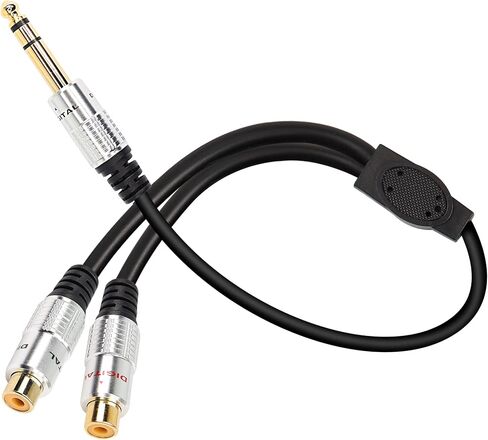 XMSJSIY 6.35mm 1/4" TRS to Dual RCA Audio Cable, 6.35mm TRS Female to 2 RCA Female Stereo Audio Y Splitter Adapter Cable -50cm/19.6inch (TRS female to 2 RCA female) in Saudi Arabia