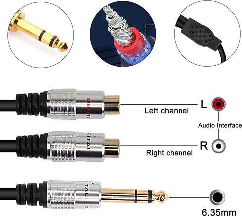 XMSJSIY 6.35mm 1/4" TRS to Dual RCA Audio Cable, 6.35mm TRS Female to 2 RCA Female Stereo Audio Y Splitter Adapter Cable -50cm/19.6inch (TRS female to 2 RCA female) in Saudi Arabia