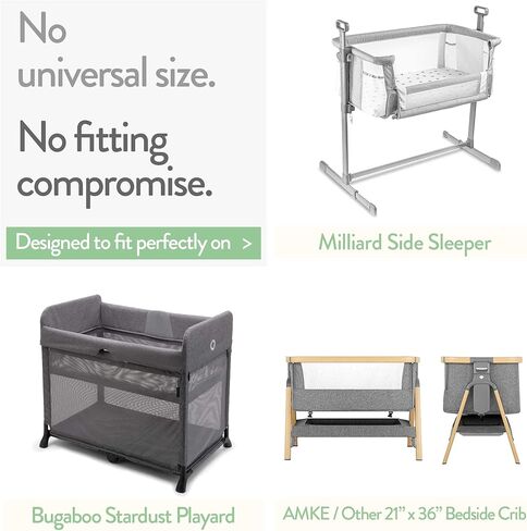 ملاءة سرير للنوم بجانب السرير - متوافقة مع سرير ميلارد الجانبي - تناسب مرتبة مقاس 21 × 36 بدون تجميع - قطن جيرسي ناعم بشكل مريح - رمادي داكن in Kuwait