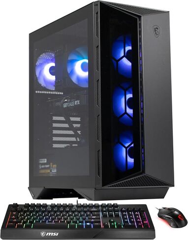 سطح المكتب للألعاب MSI Aegis ZS: AMD R7-5700G، GeForceRTX 3060، 16 جيجابايت DDR4 3200 ميجاهرتز، 1 تيرابايت M.2 NVMe، 80+ Gold PSU، WiFi 6E، لوحة مفاتيح وماوس، سهل التركيب، Windows 11 Home Plus: 5TC-428US (متجدد) ) in Kuwait