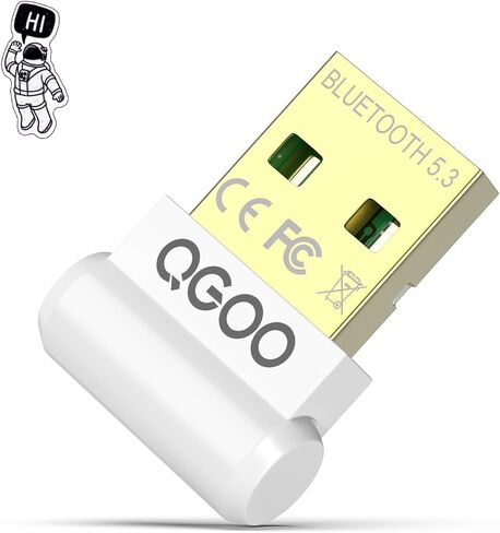 USB Bluetooth Adapter for PC - QGOO Bluetooth Dongle 5.3 EDR, Wireless Bluetooth Receiver for Desktop Computer Laptop Bluetooth Windows 8.1/10/11（white-202） in Saudi Arabia