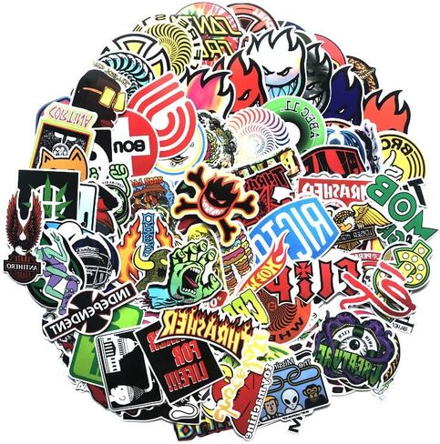 Skateboard Stickers 100Pcs Cool Waterproof Stickers for Laptop Water Bottle Suitcase Phone, Skateboarding Stickers Decal for Teens Boys Adults, SKTE-325 in Saudi Arabia