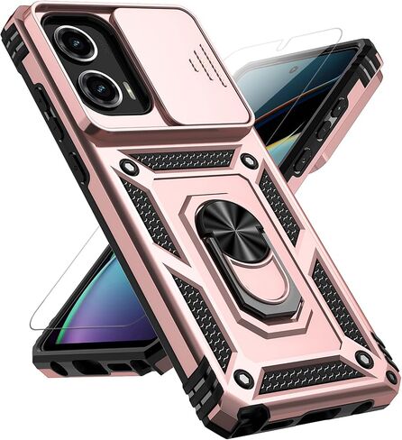 for Motorola Moto G Stylus 5G 2024 Case with Slide Camera Cover HD Screen Protector [Military Grade Drop Tested] Magnetic Ring Holder Kickstand Protective Phone Case for Moto G Stylus 5G 2024, Black in Saudi Arabia