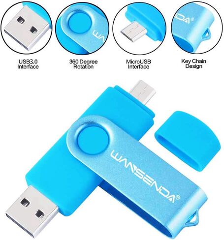 OTG USB Flash Drive WANSENDA 3.0 USB Memory Stick 256GB 128GB 64GB 32GB 16GB Pen Drive High Speed for Android/PC/Mac (16G, Purple) in Saudi Arabia