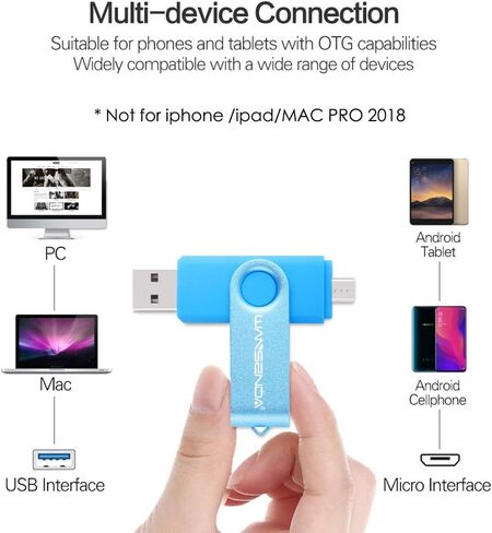 OTG USB Flash Drive WANSENDA 3.0 USB Memory Stick 256GB 128GB 64GB 32GB 16GB Pen Drive High Speed for Android/PC/Mac (16G, Purple) in Saudi Arabia