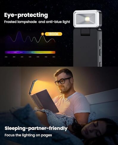 ضوء كتاب قابل لإعادة الشحن للقراءة في السرير، مصابيح LED لقراءة الكتب مع مشبك، مثالي لديدان الكتب وإضاءة السيلفي in Kuwait