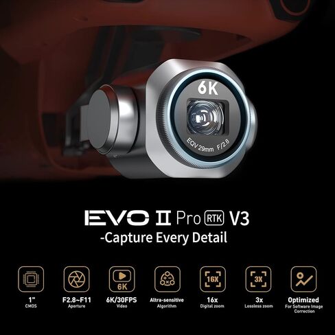 Autel Robotics EVO II PRO RTK V3, Real-time Centimeter-Level Positioning, Remote ID, S-ony 1'' 6K/30fps HDR Camera, GNSS Base Station & PPK Support, 38 Minutes, 15KM Transmission, for Mapping/Photogrammetry/Urban Planning/Searching in Saudi Arabia