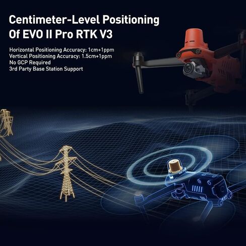 Autel Robotics EVO II PRO RTK V3, Real-time Centimeter-Level Positioning, Remote ID, S-ony 1'' 6K/30fps HDR Camera, GNSS Base Station & PPK Support, 38 Minutes, 15KM Transmission, for Mapping/Photogrammetry/Urban Planning/Searching in Saudi Arabia