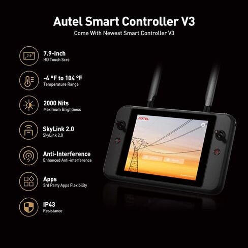 Autel Robotics EVO II PRO RTK V3, Real-time Centimeter-Level Positioning, Remote ID, S-ony 1'' 6K/30fps HDR Camera, GNSS Base Station & PPK Support, 38 Minutes, 15KM Transmission, for Mapping/Photogrammetry/Urban Planning/Searching in Saudi Arabia