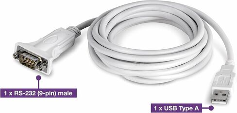 TRENDnet USB to Serial 9-Pin Converter Cable, Connect a RS-232 Serial Device to a USB 2.0 Port, Supports Windows & Mac, USB 1.1, USB 2.0, USB 3.0, 21 Inch Cable Length, Plug & Play, White, TU-S9 in Saudi Arabia