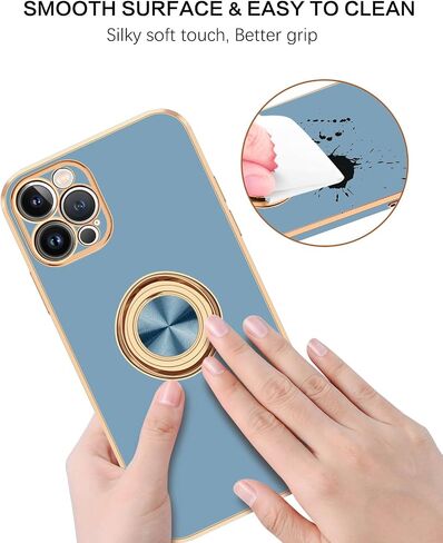 حافظة BENTOBEN iPhone 13 Pro، حافظة هاتف iPhone 13 Pro مع حامل حلقي 360 درجة ومسند مغناطيسي للسيارة يدعم الحماية للفتيات والأولاد والنساء والرجال لهاتف iPhone 13 Pro 5G 6.1 بوصة، رمادي in Saudi Arabia