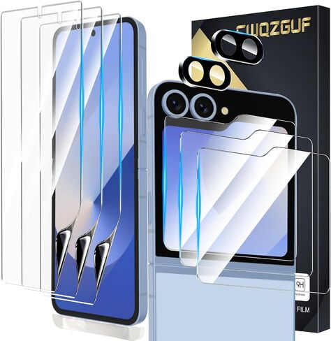 [3 + 3 + 2 Pack] for Samsung Galaxy Z flip 6 5G Screen Protector, 3 Pack Inner TPU Screen Protector + 3 Pack External Tempered Glass + 2 Pack Camera Lens Protector, Easy Install with Alignment Tool in Saudi Arabia