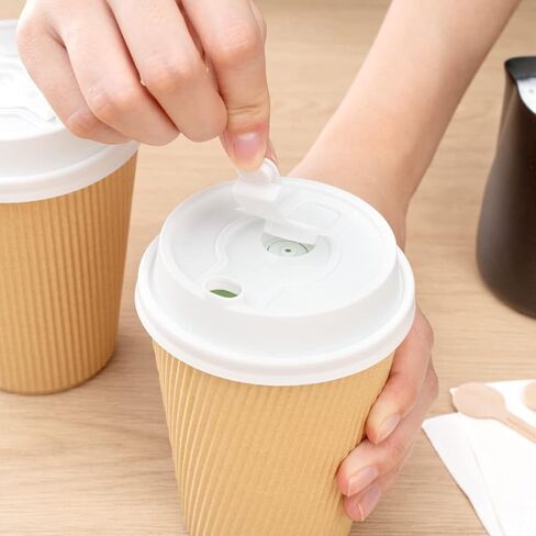 Restaurantware LIDS ONLY: Restpresso Lids For 8 12 16 and 20-OZ Paper Coffee Cups 25 Double Plug Disposable Paper Cup Lids - Straw Slot Spout Black Plastic Hot Cup Lids Cups Sold Separately in Saudi Arabia
