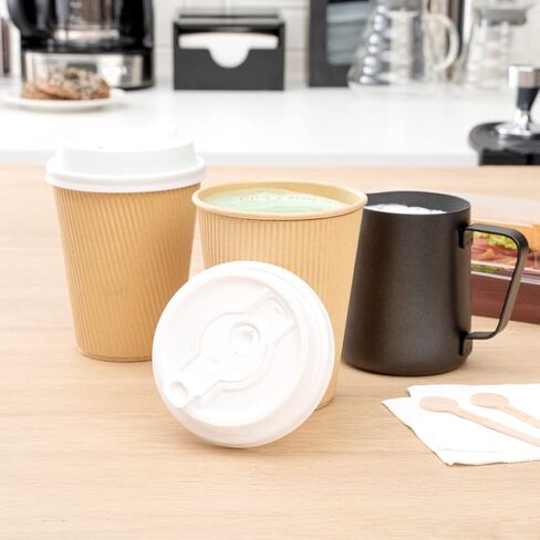 Restaurantware LIDS ONLY: Restpresso Lids For 8 12 16 and 20-OZ Paper Coffee Cups 25 Double Plug Disposable Paper Cup Lids - Straw Slot Spout Black Plastic Hot Cup Lids Cups Sold Separately in Saudi Arabia