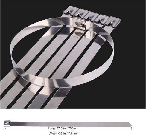Width 0.3 Inch Stainless Steel Cable Zip Ties Self-Locking Heavy Duty Metal Ties 20pcs (19.7 Inch) in Kuwait