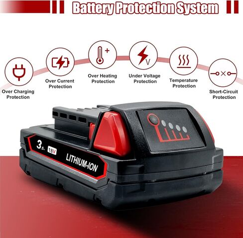 2Pack 18V 3.5Ah Replacement for Milwaukee M18 Battery, Compatible with Milwaukee 18V Battery 48.11.1815 48-11-1820 48-11-1828 48-11-1840 48-11-1850 48-11-1852 in Kuwait