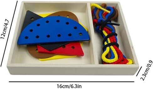 5 Pcs Double-Sided Shape Panels Wooden Threading Toy Lacing Cards for Toddlers, Lacing Shapes, Educational and Learning Montessori Activity for Kids (Half Round) in Saudi Arabia