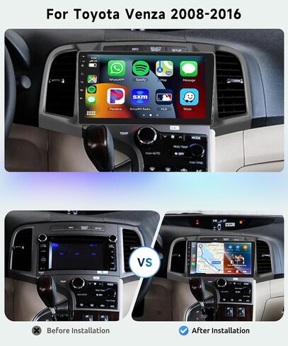 راديو سيارة 8 CORE 4G+64G لسيارة Toyota Venza 2008-2016 مع Apple CarPlay/Android Auto، Podofo 10.1 بوصة 1280 * 720P IPS شاشة لمس ستيريو Android 13 GPS WiFi Bluetooth DSP SWC + كاميرا احتياطية عالية الدقة in Saudi Arabia