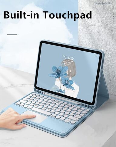 iPad Air2 iPad 5 iPad 6 Keyboard Case Touchpad Magnetic Detachable Bluetooth Keyboard Slim Smart case Round Key for iPad 5th 6th Generation 9.7''(iPad Air2/iPad5/iPad6, Black) in Saudi Arabia